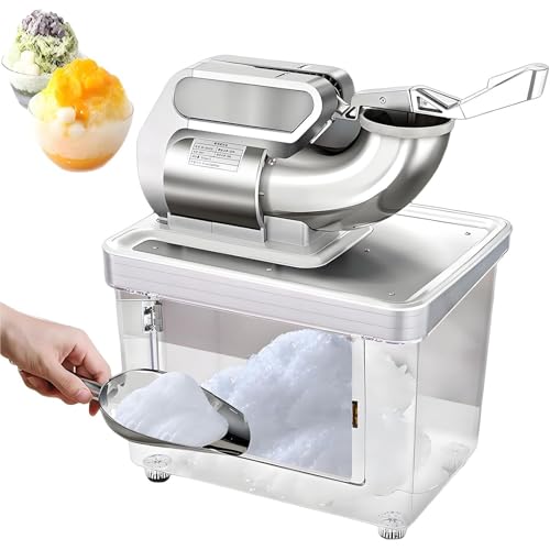 BOOZXCV Trituradora de Hielo eléctrica, máquina automática de 350 W para raspar Hielo, con depósito de 30 L y Cuchillas Dobles de Acero Inoxidable, Alta eficiencia de raspado de 300 kg/h