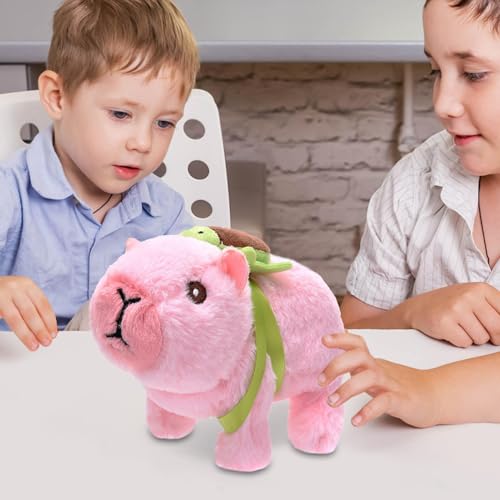 Capibara en peluche électrique extra douce avec son petit sac à dos rigolo