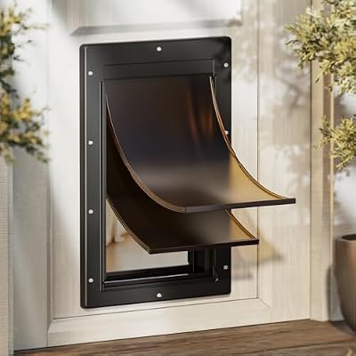 PETCOMING Never Rust Plastic Dog door, Large Doggy Door, Doggie Door for Easy Install in Interior and Exterior Doors or Wall, Double Magnetic Flaps, Closing Panel, Pet Door for Pet Up to 100lb (Large)