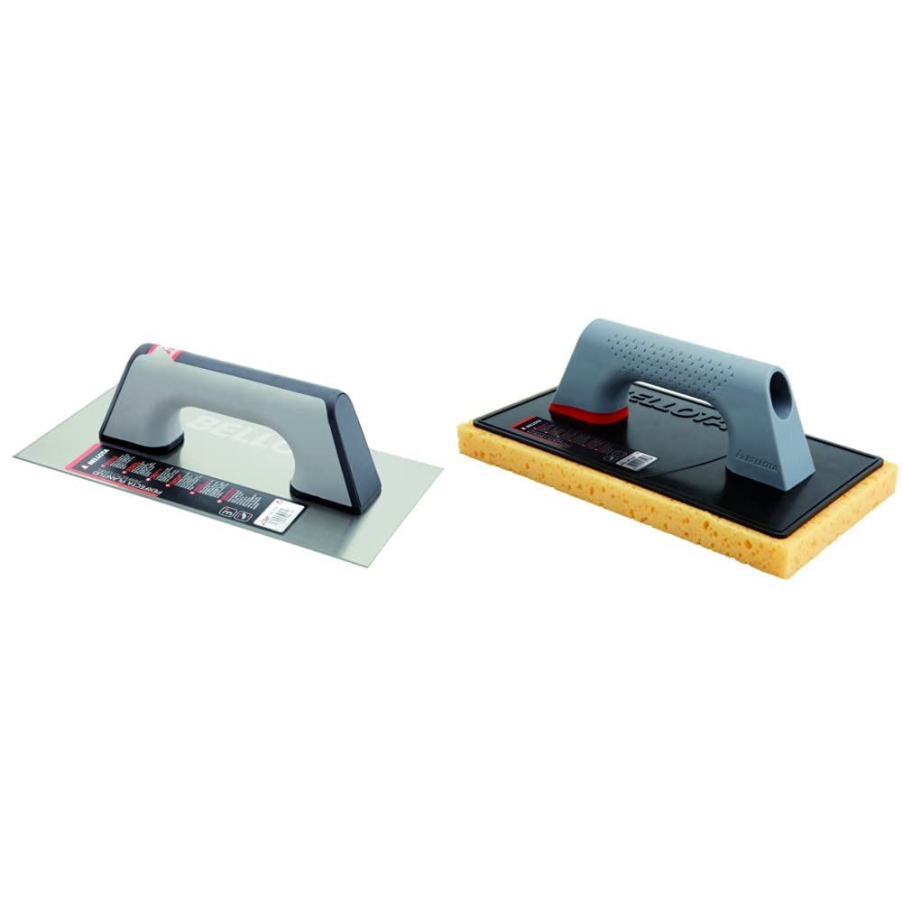 Bellota 5861-1 BIM INOX - Llana recta de acero inoxidable (300x150mm) con mango bimaterial + 5888 - Llana para limpieza (esponja)