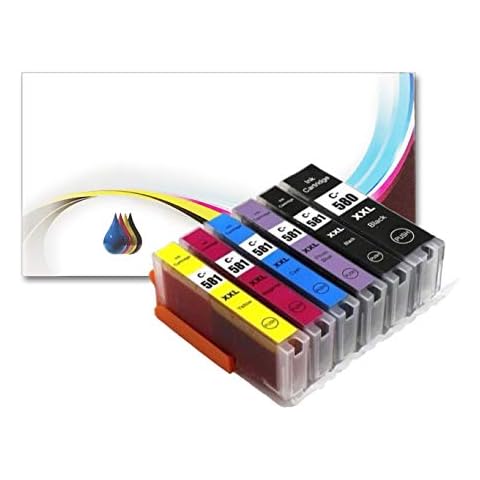 6 PK BVH Direct Non oem PGI-580XXL CLI-581XXL Ink Cartridges for Canon Pixma TS8150, TS8250, TS8151, TS8152, TS9150, TS9155 Printers | Pgmt Black, Black, Cyan, Magenta, Yellow, Photo Blue Cover
