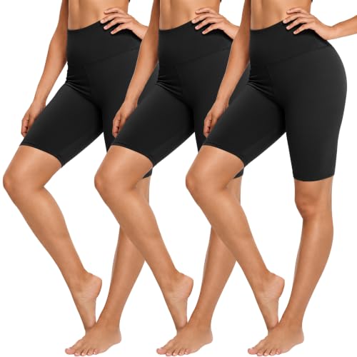 3 Pack Biker Shorts for Women – 8' Black High Waisted...