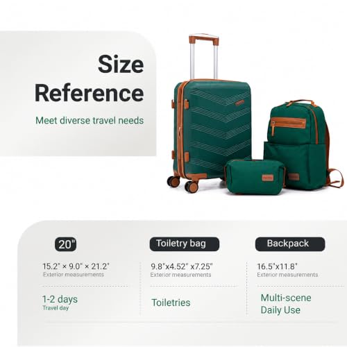 Image of CONCEPTEN Expandable Carry on Luggage 3 Piece Suitcases with Spinner Wheels | Suitcase Set with Spinner Wheels TSA-approved Lock ABS Travel 20 Inch