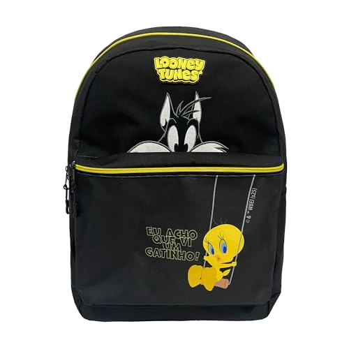 Mochila de Costas G - Com Estampa do PiuPiu, Bolso Lateral Porta Garrafa - Looney Tunes | Dermiwil