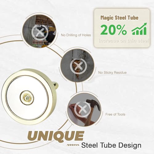 Image of Neosmuk Magnetic Hooks Steel Tube Design for Cruise,130lb+ Gold,10 Pack | Cruise Ship Essentials,Heavy Duty Magnett Hooks for Cabins, Refrigerator, Grill, Hanging, and Travel Extra Strong Must-Haves