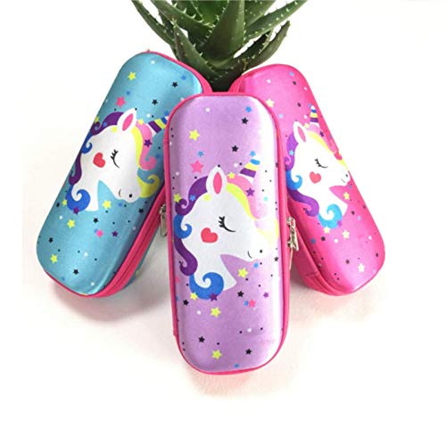 Image of Unicorn Pencil Case Water Proof Stationary Blue EVA Pencil Pouch, Birthday Return Gift
