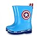 LINLIN Super-héros Captain America Rain Boot Boy Fille Cartoons Mode Wellington extérieur Rainproof Chaussures Confortables Respirante Casual Bottes en Caoutchouc,Blue- 35 Inner Length 22cm