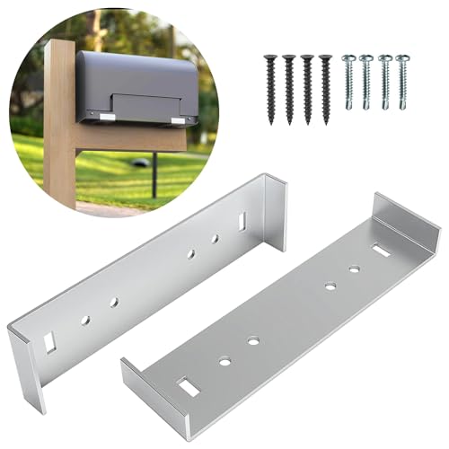 Image of Mailbox Mounting Bracket, 8 inch Wide Floor Rust-Free Mailbox Brackets for Post, Metal Heavy Duty Mail Box Bracket Mount Kit with Screws