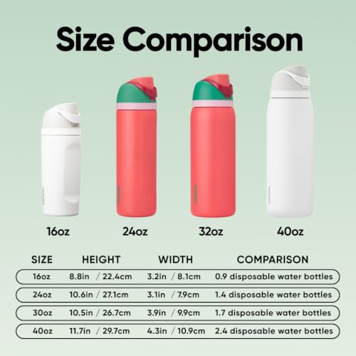 Image of Owala FreeSip Insulated Stainless Steel Water Bottle with Straw for Sports, Travel, and School BPA-Free Sports Water Bottle, 32 oz, Strawberry Field | Insulated