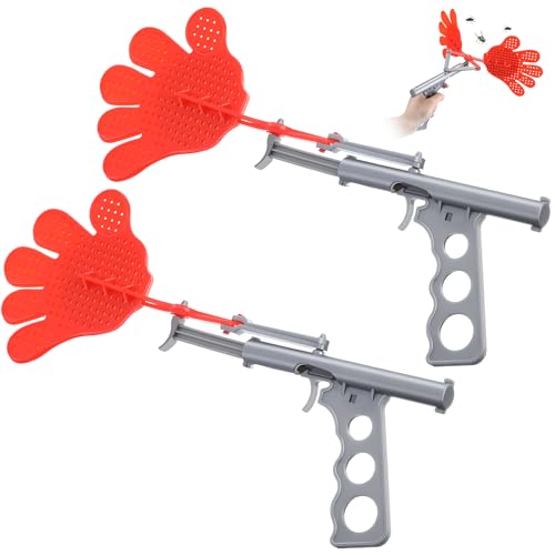 Qualiery 2 Pcs Fun Fly Swatter Gun, Plastic Bug Gun for Indoor and Outdoor Use, Reusable Christmas...