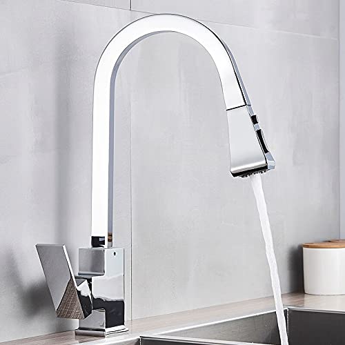 Mitigeur de cuisine chrome haut de gamme au design carré minimaliste