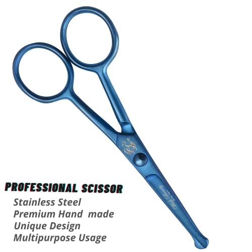 wishbeauty Kids Safety Round Tip & Curved Hair Scissors - Professional Salon Barber Scissors for Baby (Blue, 4.5") - Image 4