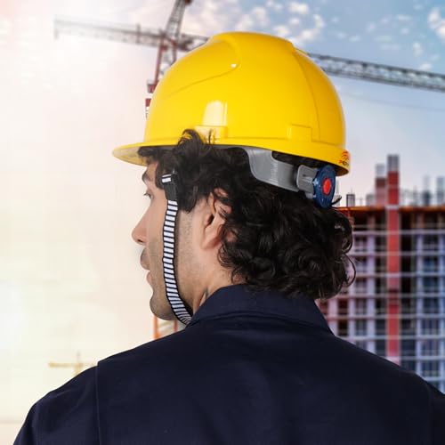 Image of PERF Safety Helmet for Construction & Outdoor Work|Easy 3D Fitting System for Any Head Size|Lightweight|4-Point Support Easy Impact Absorption Sweatband|Maxxtra|Yellow