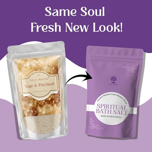 Image of Sage & Patchouli Bath Salt 200g Aura Cleansing Bath Soak for Stress Relief & Energy Purification | Aromatherapy Bath Salt for Relaxation, Meditation & Spiritual Healing Ritual