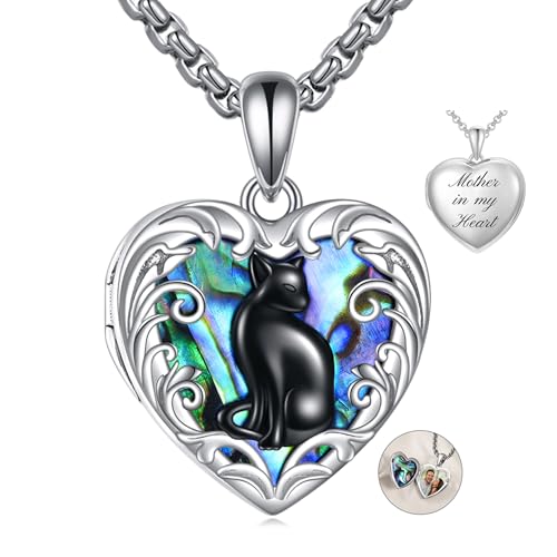 HKPATOP Cat Personalized Silver Locket Necklace That Holds
