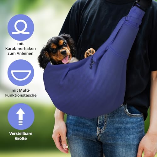 Hundetasche für kleine Hunde Hundetragetasche Tragetasche bis 8 Kg Katzen Umhängetasche für Spaziergang blau Navy
