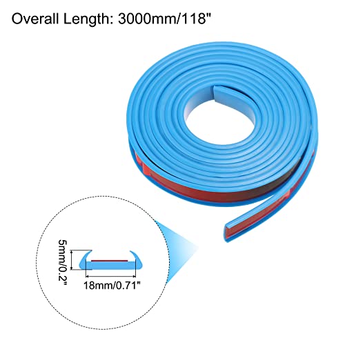Image of uxcell U Shape Furniture Edge Banding, 3 Meters Self Adhesive Flexible Edging Trim, 5x18mm TPE Edge Guards for Cabinets Furniture Repair Restoration, Blue