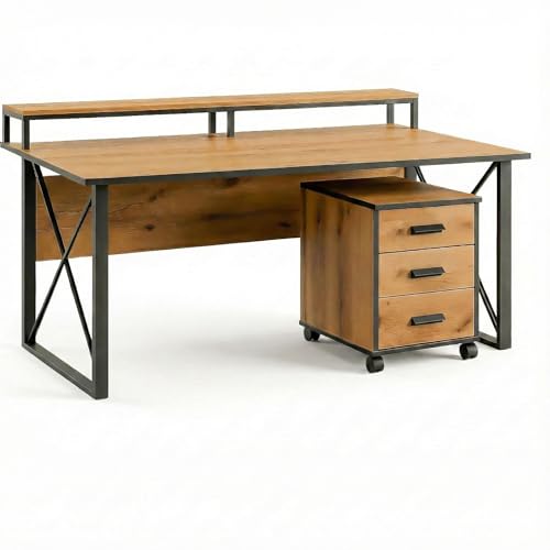 Image of FFO Computer Table with Storage | Multipurpose Office Desk for Home & Work with Riser| Study Table for Students | Sturdy PC Table with 1 Year Warranty | DIY Assembly (150x60)