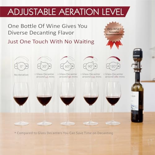 Image of World's First Adjustable Electric Wine Aerator | Gun-Metal Special Edition | Vinaera PRO (Professional Edition)