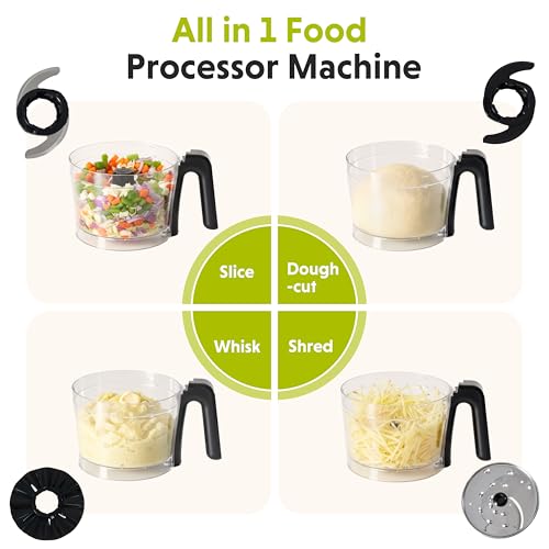 Image of Simple Deluxe Food Processor Blender Combo, 300W Electric Food Processor for Slicing, Dough, Vegetables, 6 Cup Chopper for Meat and Puree, 2 Speeds Adjustable, Safety Lock with 1.5L Glass Jar, Black