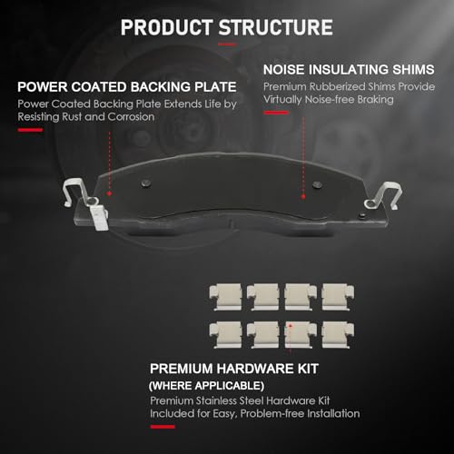 Image of cciyu D1399 Front Metal Disc Brake Pads Kit For Dodge For Ram 2500 2009-2010,For Dodge For Ram 3500 2009-2010,For Ram For 1500 2012,For Ram For 2500 2011-2018,For Ram For 3500 2011-2018