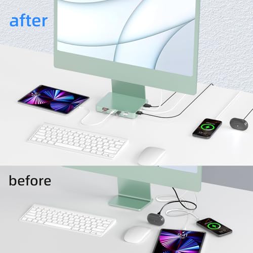 Image of USB C Hub for iMac 24 inch 2021 /2023 /2024, 8 in 1 iMac USB Hub with M.2 SSD Expansion (SSD Not Included)，with USB A /C 3.2 10Gbps, SD /TF, HDMI iMacM1 M3 M4 Dock Accessories