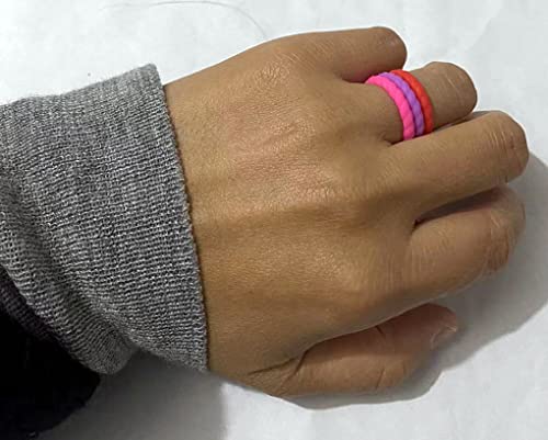 AZYOUNG Womens 3mm Wide Twist Silicone Wedding Ring 10pcs Pack Red Purple Blue Stackable Rubber Bands -US Size 4-103