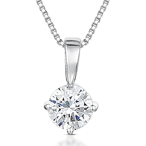 JOOLS by Jenny Brown - Solitaire Style Silver Pendant for Women - Set with an AAA Quality Cubic Zirkonia Stone - 925 Sterling Silver Jewellery - Hypoallergenic Cover