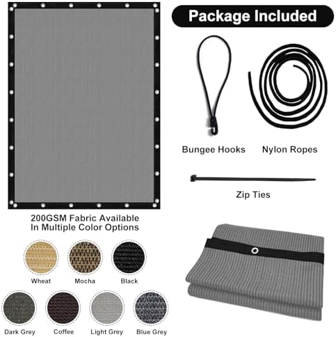 Artpuch 90% Sun Shade Cloth, 10 x 10 FT Pergola Shade Cover Canopy with Grommets, Sun Screen Fabric Tarp for Patio, Outdoor, Garden, Backyard, Light Grey — view 6