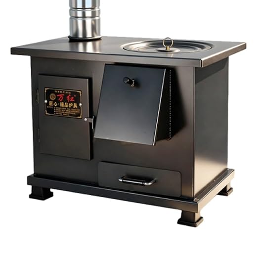 Estufa de Leña con Horno se Calienta Rápidamente Ahorro de Combustible, Estructura Robusta Totalmente Soldado Sin Humo Estufa de Leña Interior, para Calentar y Cocinar