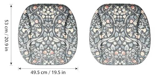 Image of Car Seat Cushions Vintage Black Floral Front 2-Pack | Soft Seaweed Fiber Surface, Premium Latex Cotton Padding | Non-Slip All-Season Universal Car Seat Protector Pads, Fits All Vehicle Types