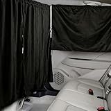 FRYQ Car Privacy Curtains, Set of 3 Upgraded Double-Layer Large Size Car Divider Curtain+Side Window Sunshade with Storage Bag, High Privacy Curtains for Travel Camping Nap Sleeping (Black)