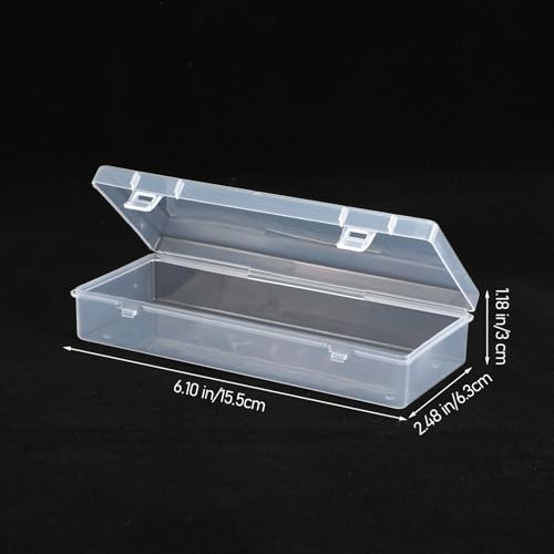Image of Ptwola 3pcs Mini Plastic Storage Containers Box with Hinged Lid, 6.1x2.5 Inches Small Rectangle Dustproof Clear Beads Organizer Case for Collecting Craft Small Items Jewelry Business Cards Game Pieces