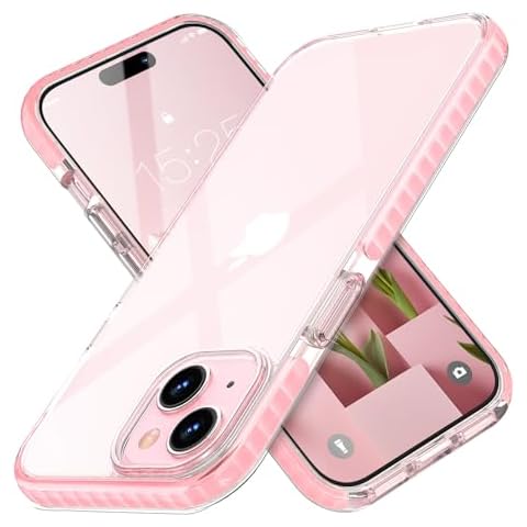 MATEPROX Compatible with iPhone 15 Plus Case, Clear Thin Slim Crystal Transparent Cover Shockproof Bumper Case for iPhone 15 Plus 6.7" 2023-Pink Cover