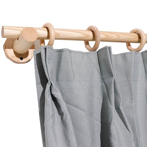 Barra de cortina de madera maciza resistente de 39.3 a 126 pulgadas, alta dureza y resistencia al desgaste, perfecta para una sola barra y elegante decoración del hogar