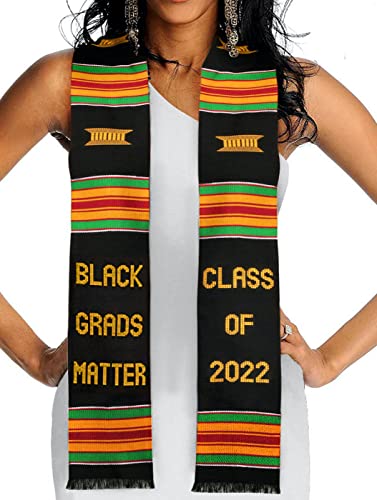 Black Grads Matter Stole Kente Stole Class of 2022 - Kente Graduation Stole African American