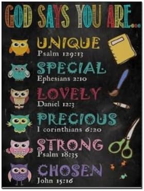 Educational Posters God Says You Are Unique Owl Teacher Supplies School Classroom Teacher Office Kin Wall Art Paintings Canvas Wall Decor Home Decor Living Room Decor Aesthetic Prints 20x26inch(51×66