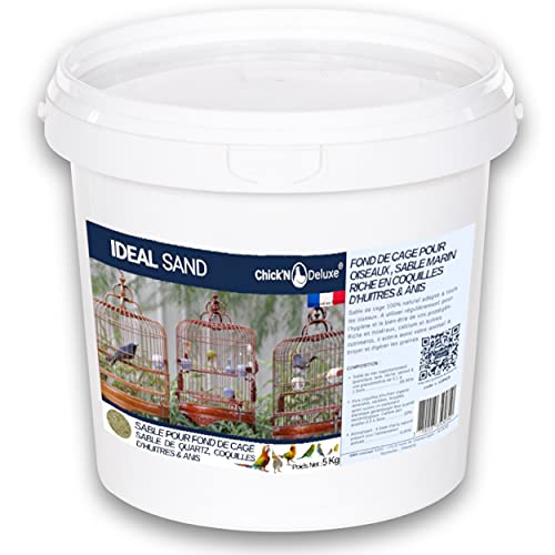 Chick'N Deluxe® IDEAL SAND 5Kg. Vogelsand für Vogelkäfigböden.Angerichtet mit zerkleinerten Austernschalen und aromatisiert mit Anis.100% natürliches Produkt für die Hygiene und Gesundheit Ihrer Tiere