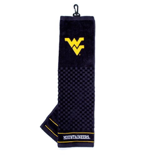 Image of Team Golf NCAA West Virginia Mountaineers Embroidered Golf Towel Embroidered Golf Towel, Checkered Scrubber Design, Embroidered Logo