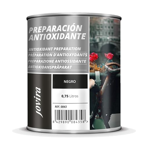JOVIRA PINTURAS Preparación Antioxidante Metal. Pintura tratamiento superficies de metal anti oxido. Imprimación uso general, Protección total. Anti oxidante. (750 Mililitros, Negro) D-10