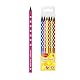 KEYROAD Buntstifte Neon Dreikantform - 6 Stück/Mischfarben/Erwachsene und Kinder/Schwarzes Holz/Loch zum Aufhängen, KR971870