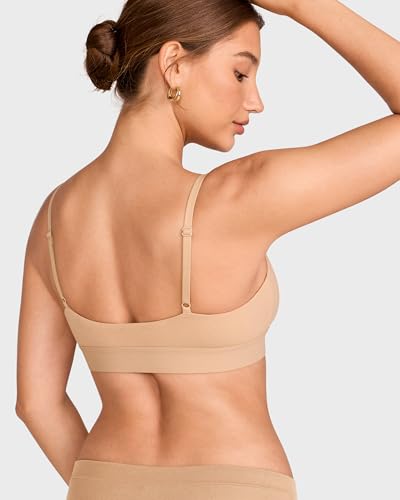 Image of INLYRIC Women's Cotton Bralette - Wireless Unlined Sleep Comfortable Seamless Cami Bra