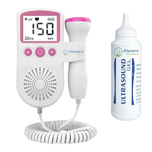 Image of Fetal Doppler - Your Portable Pregnancy Companion with 50-230M Measuring Hz, LCD Display, and Pocket Size Convenience in Pink (with Ultra Sound Gel)