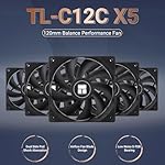 Thermalright TL-C12C X5 CPU Air Fan, 120mm Case Cooler with 1550RPM Speed PC Cooling, in The Unlit Version,5-Fan Packs(120mm,Black) - Image 2