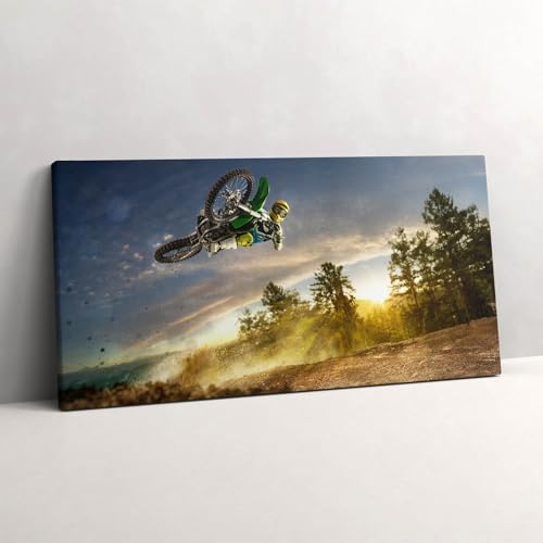Le motocross et la forêt tableau photo sur toile grand format pour mur de salon