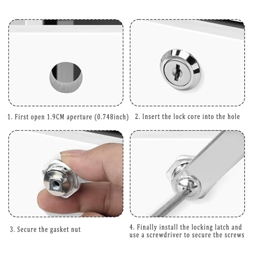 Image of RV Storage Locks, Camper Compartment Storage Door Locks with Keys, Cabinet Lock for RV Camper Travel Trailer, Drawer Cabinet Toolcart Storage, 1-3 /8 Inch 4 Locks with 8 Keyed Alike, Zinc Alloy