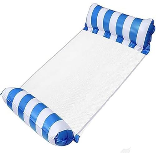 Boia Rede Piscina Cama Flutuante Colchão Reclinável Inflável (AZUL CLARO)