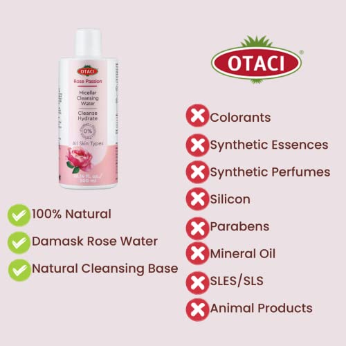 Otaci Rose Passion Micellar Cleansing Water, Face Cleansing Makeup Skin Remover Wash Rosewater Hydrating Moisturizer #TOP2