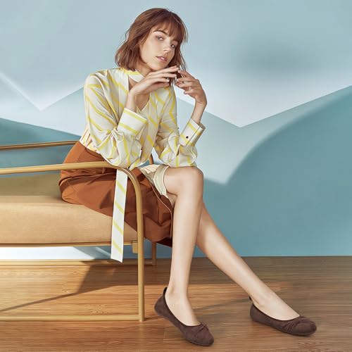 Ecetana Womens Flats Shoes Dressy: Round Toe Bowknot Suede Foldable Comfortable Casual Slip On Ballet Loafers2