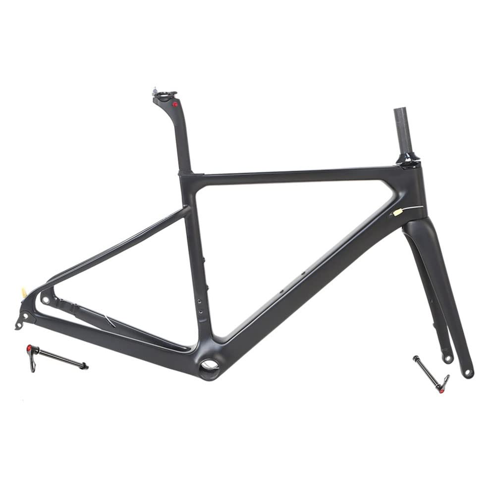 HIMALO Carbon Road Bike Frameset 45/48/51/54cm Breaking Wind Racing Frame Disc Brake 100/142mm Thru Axle Climbing Cross-Country Frame Internal Routing(51CM Matte Black)